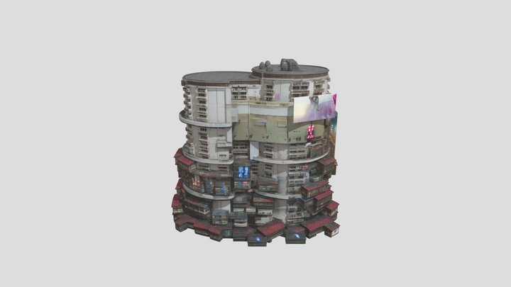 Kowloon Walled City in Hong Kong in the 1990s 3D Model