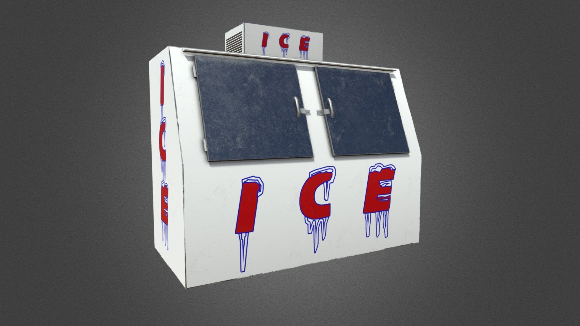 3D model Low Poly Game Ready Ice-Cream Truck with PBR textures VR