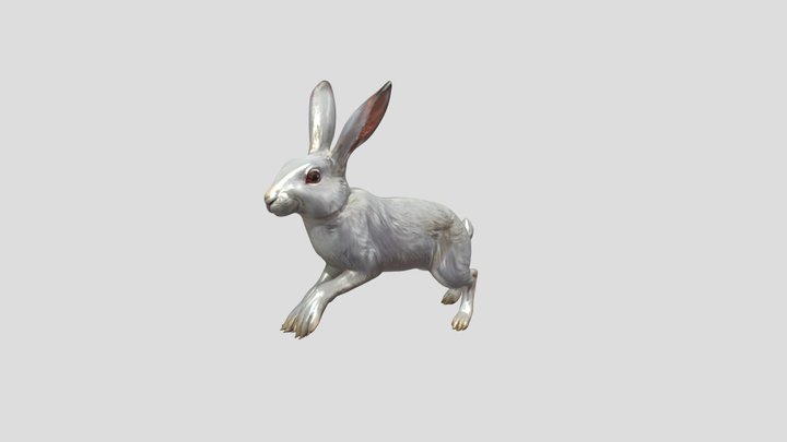 Leaping White Rabbit 3D Model