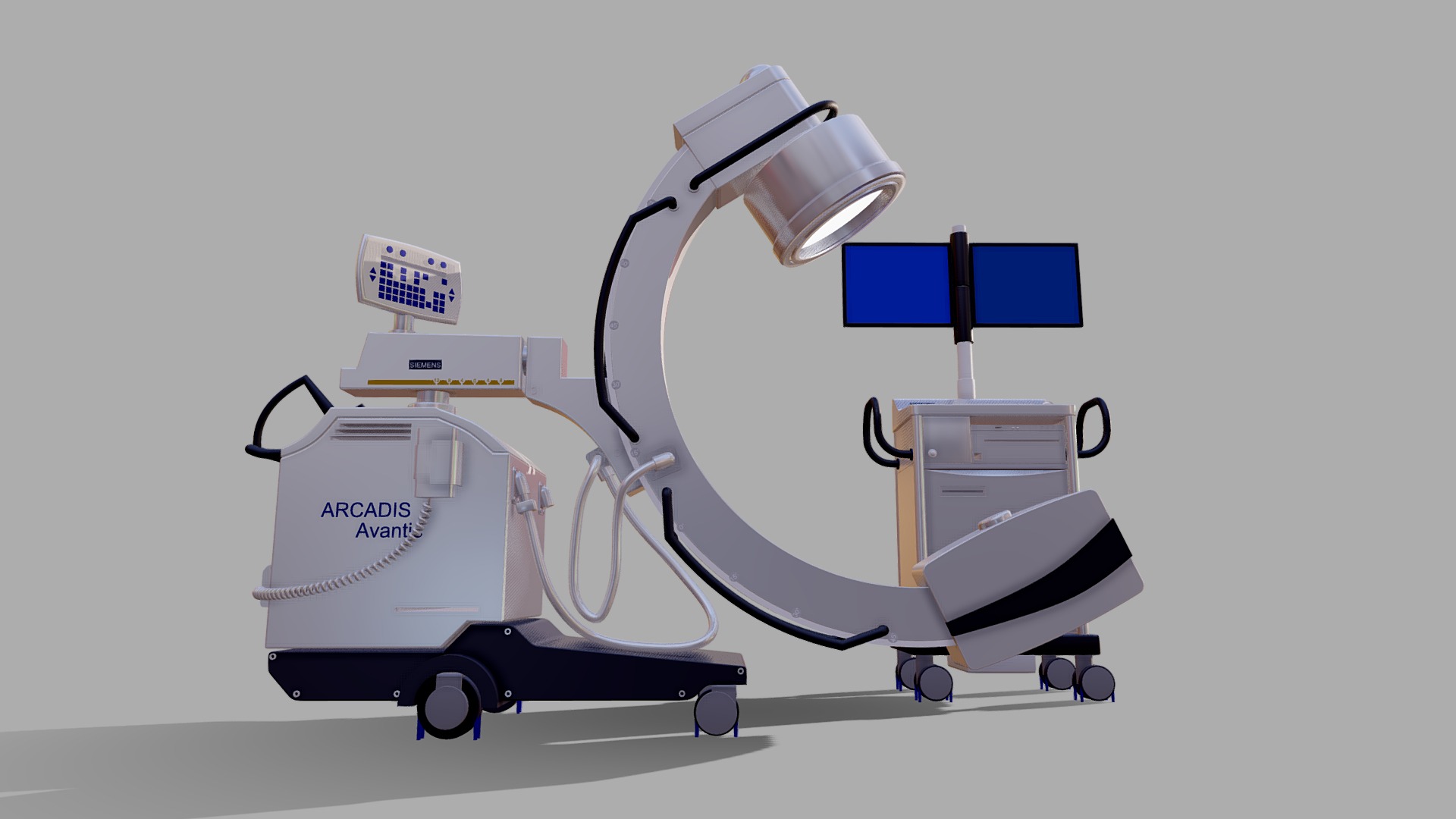 3D model C_Arm X-ray Machine - This is a 3D model of the C_Arm X-ray Machine. The 3D model is about diagram.