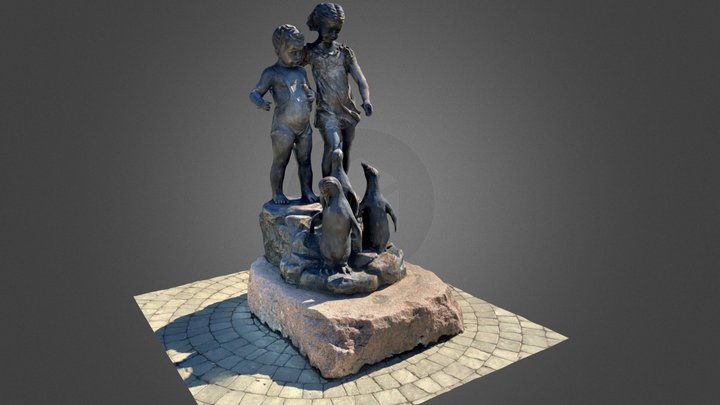 Дети, кормящие пингвинов 3D Model