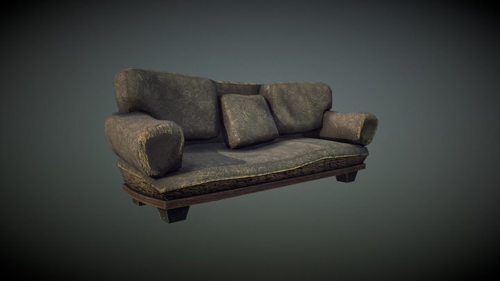 Old Rugged Sofa 3D Model