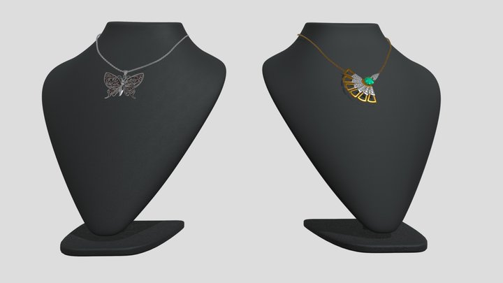 Silver and gold pendants 3D Model