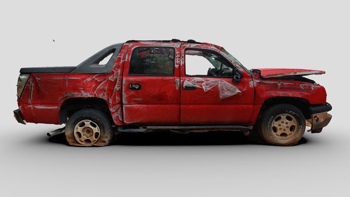 Crashed Pickup Truck (Raw Scan) 3D Model