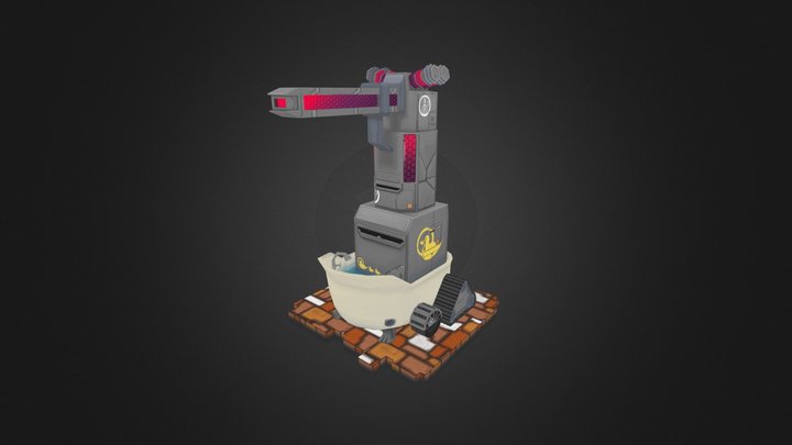 Laser Turret with Bathtub 3D Model