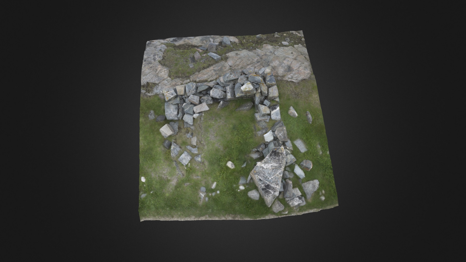 3D model Norse warehouse – Igaliku Kujaleg, Greenland - This is a 3D model of the Norse warehouse - Igaliku Kujaleg, Greenland. The 3D model is about a stone wall with a hole in it.