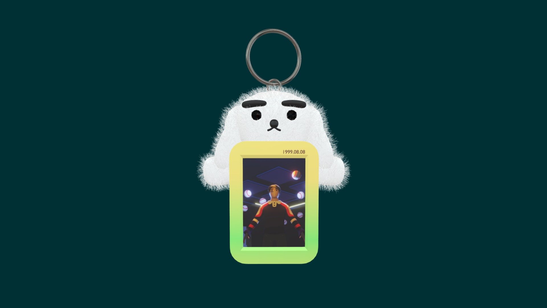 Dog with eyebrows (photo keyring)