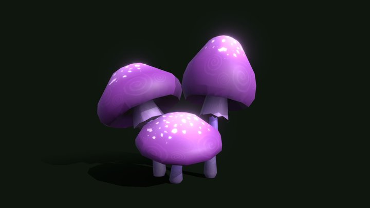 Magic Mushroom Cluster 3D Model