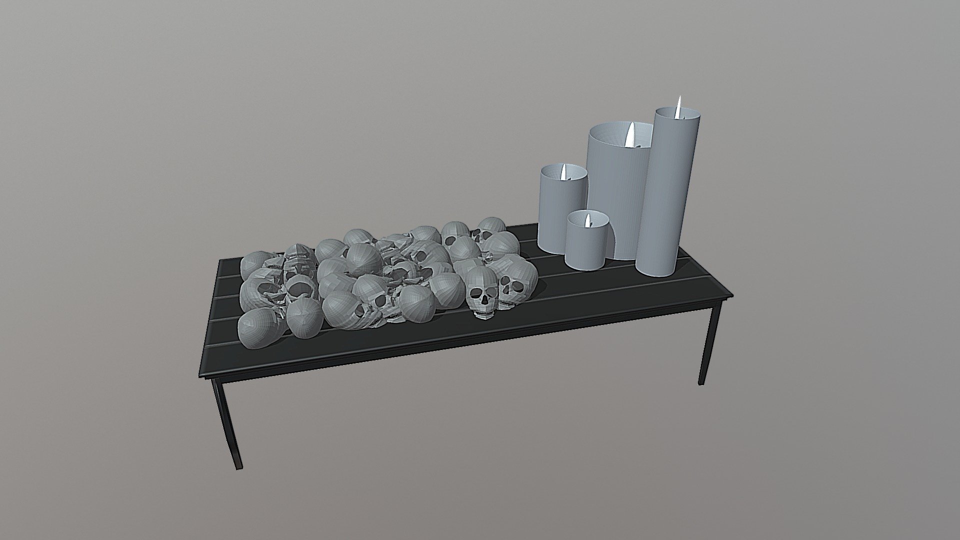 Table with Candles and Skulls