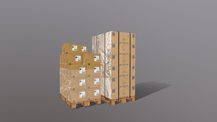 Pallets and box 400X300X300 3D Model