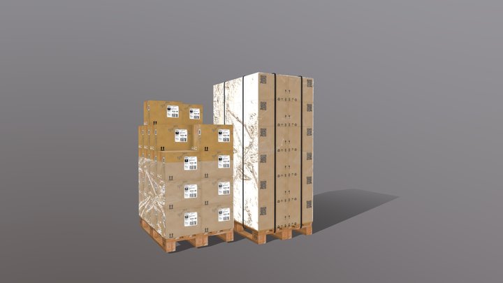 Pallets and box 400X300X300 3D Model