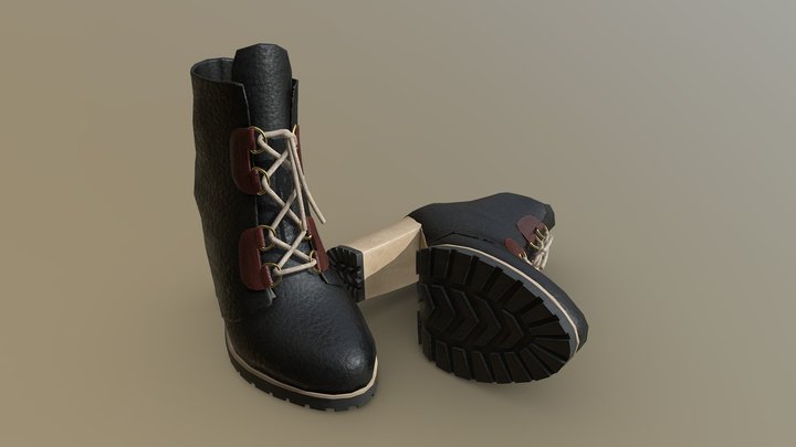 Casual Women's Boots With Heels 3D Model