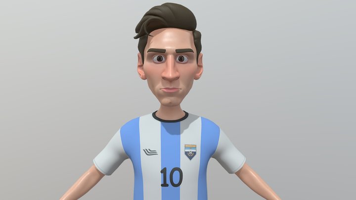 Messi Stylized Cartoon Caricature Footballer 3D Model