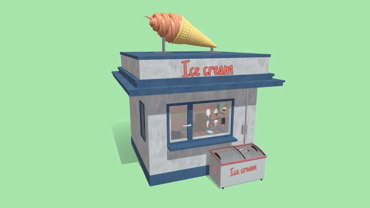 Summer Ice Cream Kiosk 3D Model