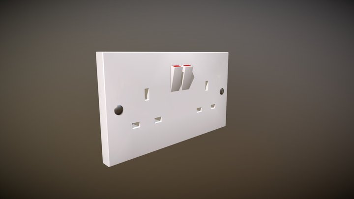 UK Plug Socket / Wall Outlet 3D Model