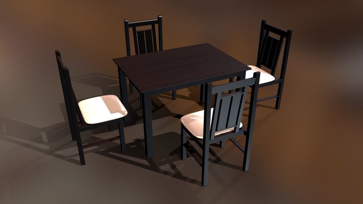Elegant Dining Set for a Sophisticated Ambiance 3D Model