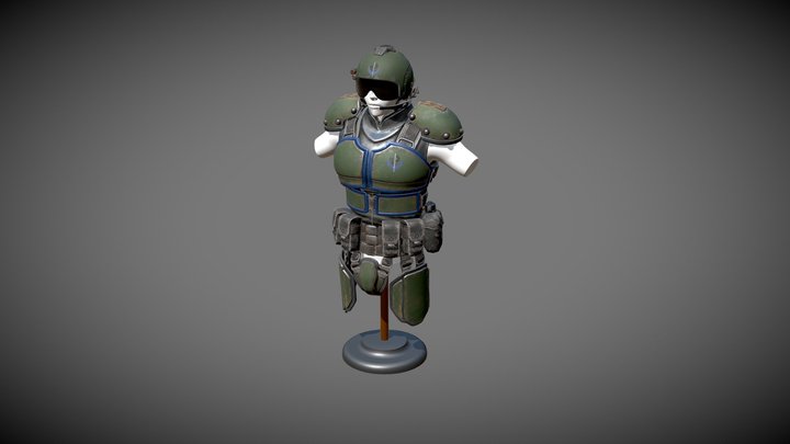 Classic Fallout 2 BOS Combat armor 3D Model