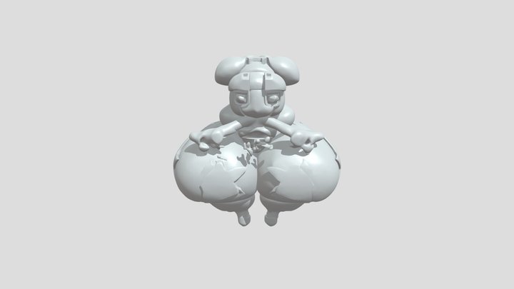 A pale turquoise humanoid thicc girl With large 3D Model