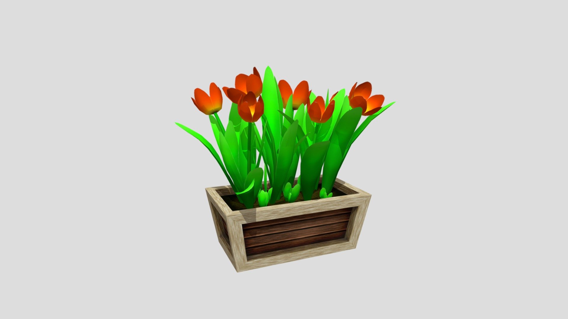 Flowers in wooden pot