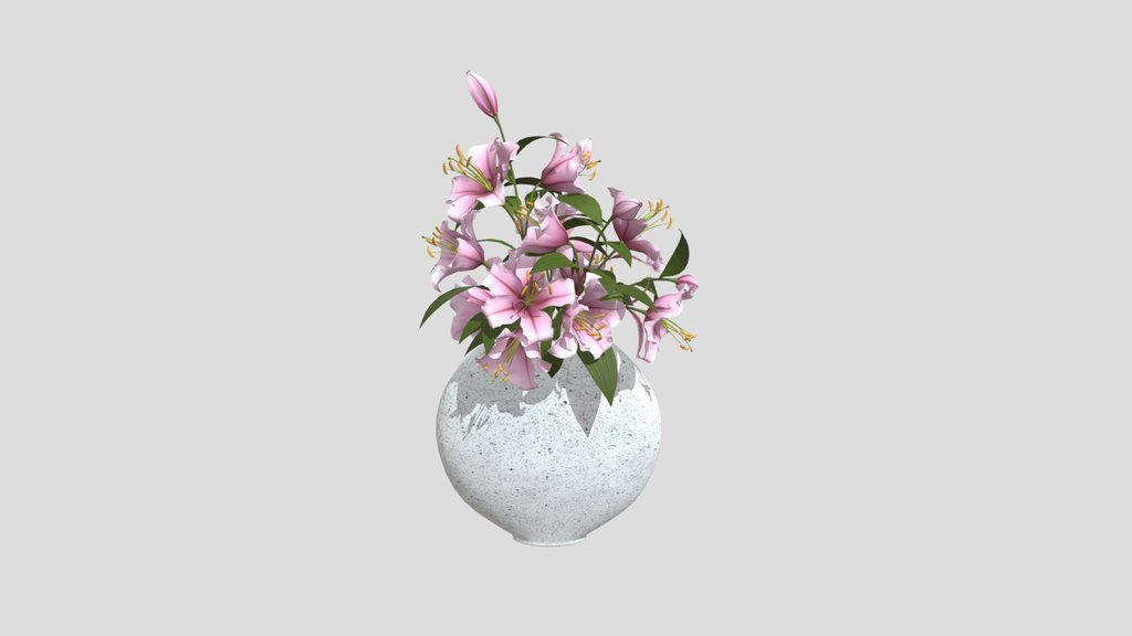 Pink Lily Stone Vase