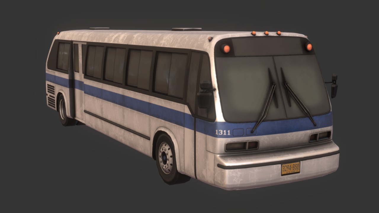 3D model 1980’s City Bus - This is a 3D model of the 1980's City Bus. The 3D model is about a blue and white bus.