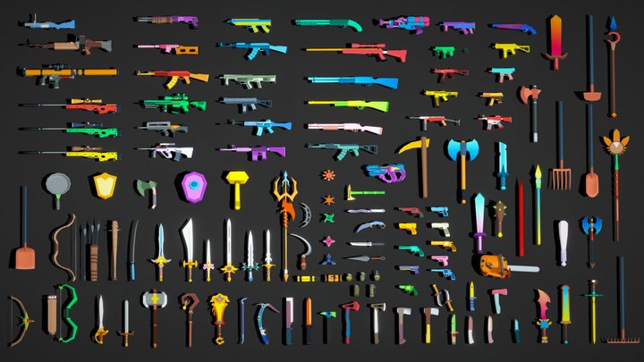 All Weapon Mega Pack Collection - Low Poly 3D Model