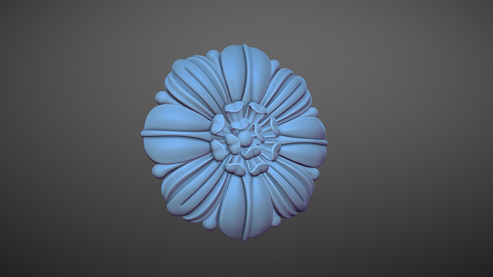 3D model Carved rosette - This is a 3D model of the Carved rosette. The 3D model is about a white flower with a black background.