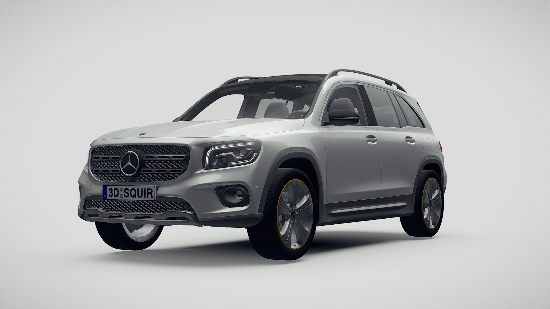 3D model Mercedes-Benz GLB 2020 - This is a 3D model of the Mercedes-Benz GLB 2020. The 3D model is about a silver car with a white background.