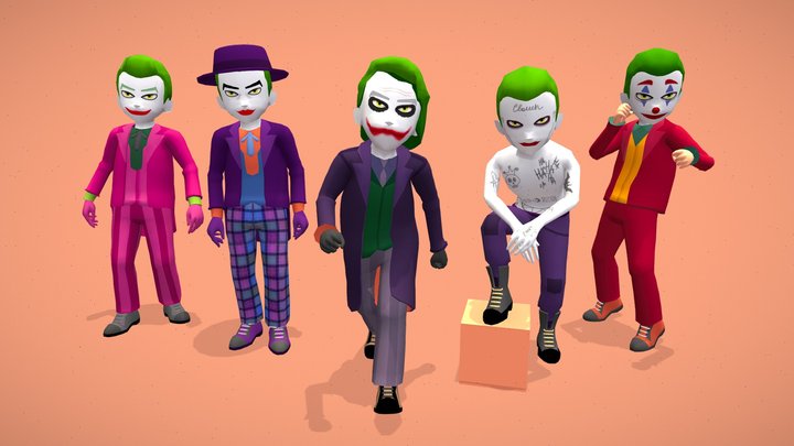Joker - low poly 3D character 3D Model