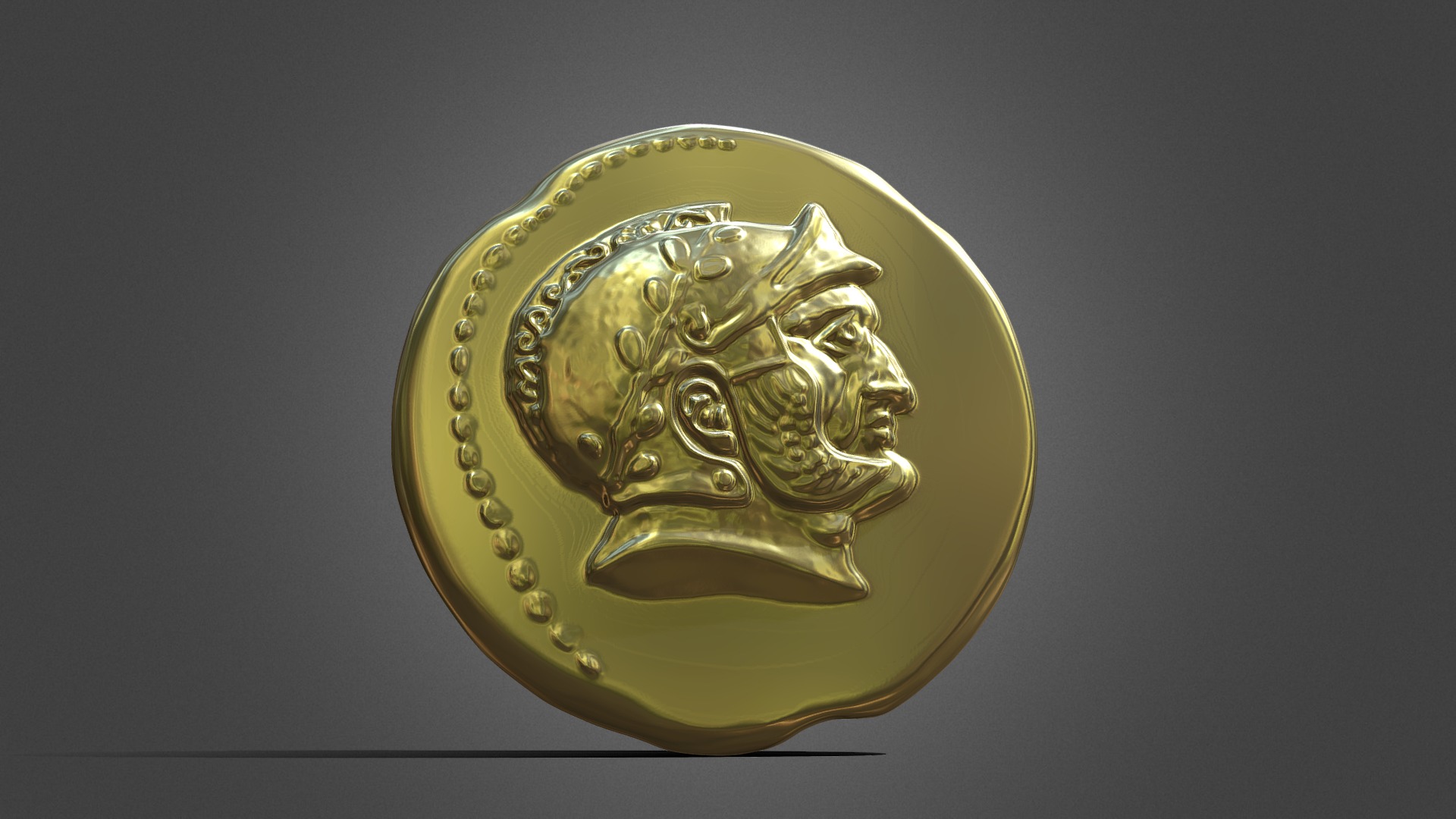 3D model Rome Coin 2 Higher Relief - This is a 3D model of the Rome Coin 2 Higher Relief. The 3D model is about a gold coin with a lion on it.