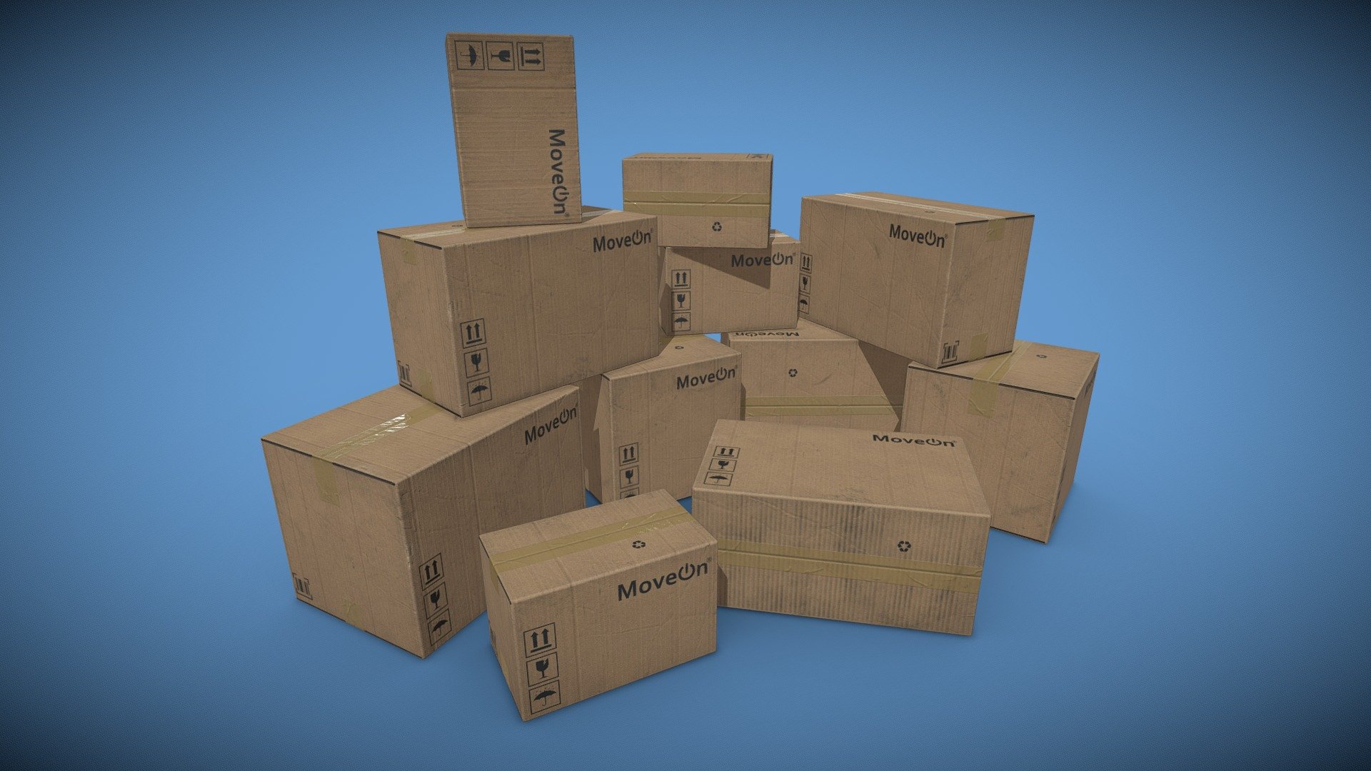 Set of Cardboard Boxes - Download Free 3D model by