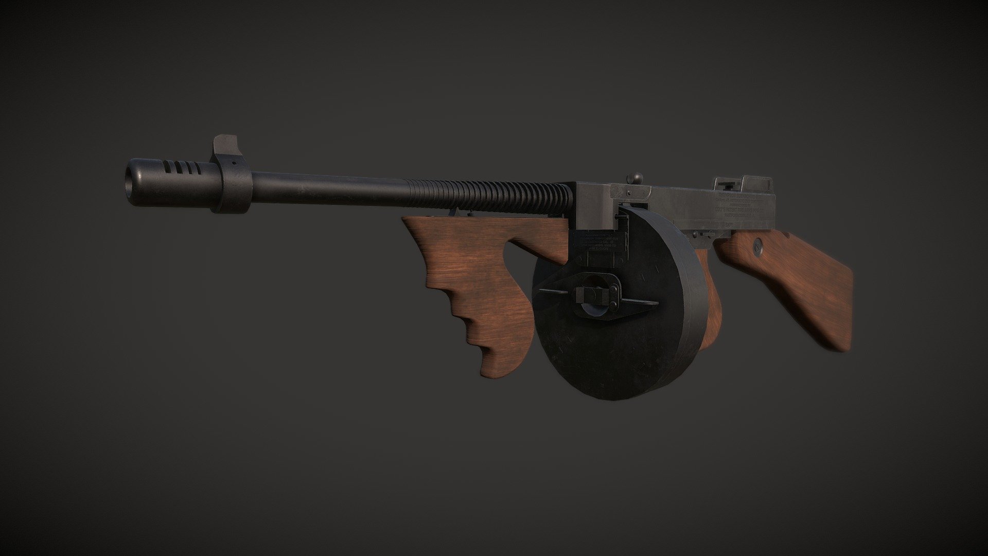Thompson Submachine Gun — Sketchfab embed 3D viewer