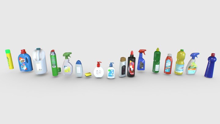 Cleaning Products PBR 3D Model