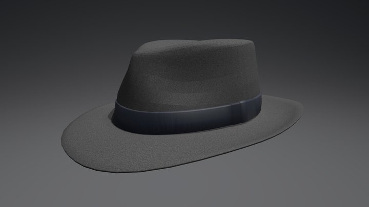 Trilby Hat (Dark Grey) 3D Model
