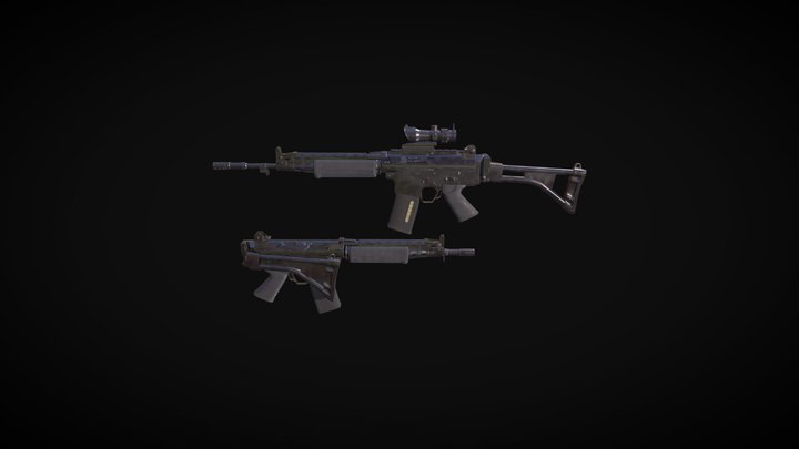 FNC Short barrel and Long Barrel with Acog 3D Model