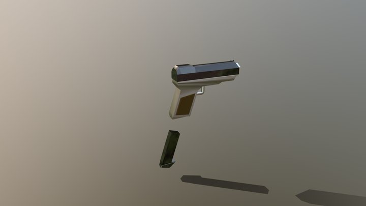 Low Poly Hand Gun 3D Model