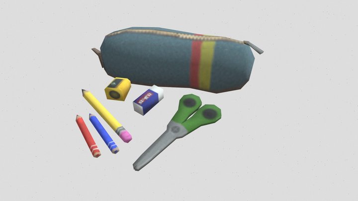 Stylized low resolution school items pack! 3D Model