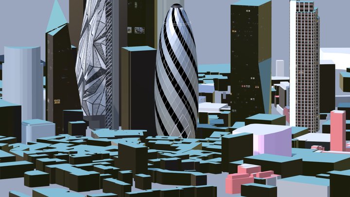 30 St Mary Axe Tower, London, Low poly 3D Model