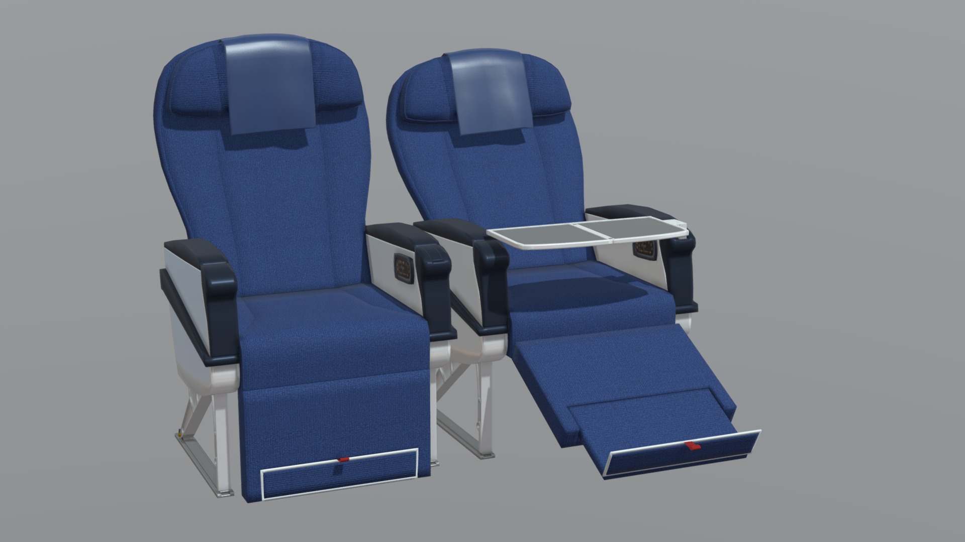 3D model Aircraft Chair 7 - This is a 3D model of the Aircraft Chair 7. The 3D model is about a group of blue chairs.