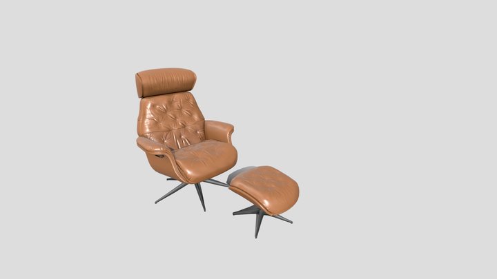 Armchair and footrest Free low-poly 3D model 3D Model