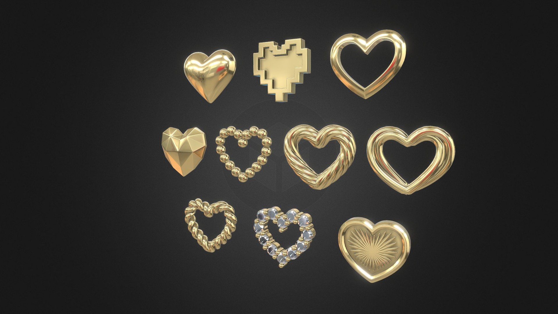 1176 - Hearts - 3d Model By Lizardsking [899aadf] - Sketchfab