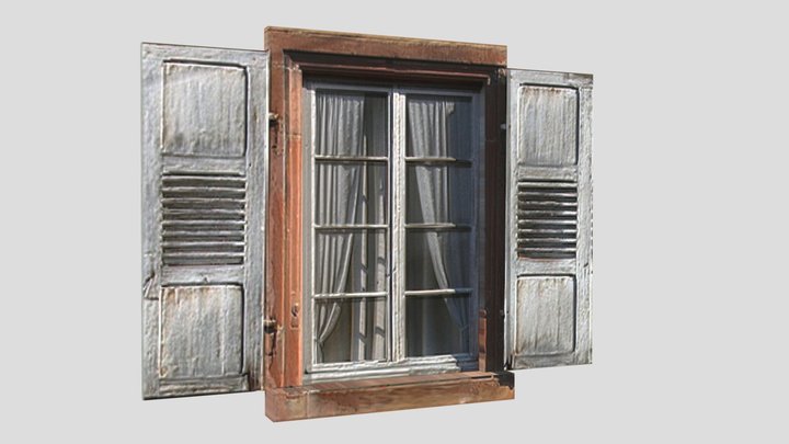 Rustic Wooden Window 3D Model