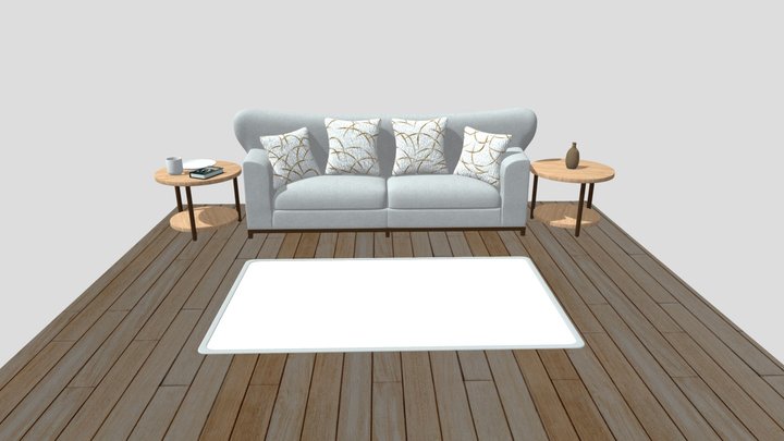 Contemporary and elegant living room 3D Model