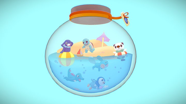 Water-Type Pokemon Terrarium 3D Model