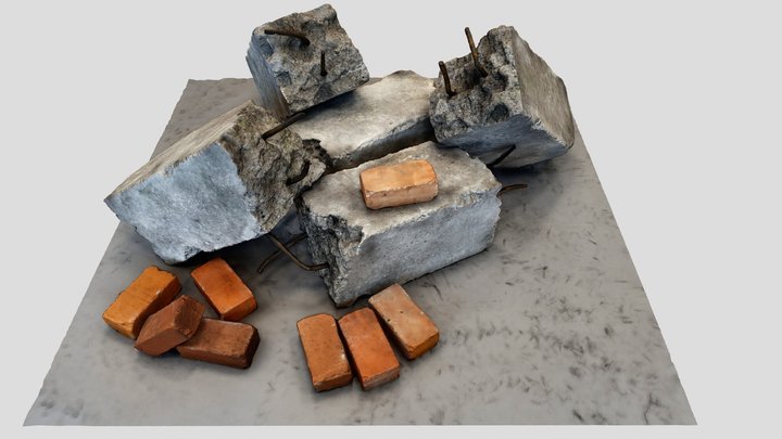 Rubble of collapsed building demo 3D Model
