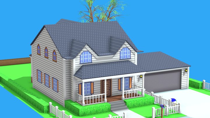 Casa Americana Pixel Art 3D Model