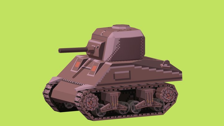 Pixel Tank 3D Model