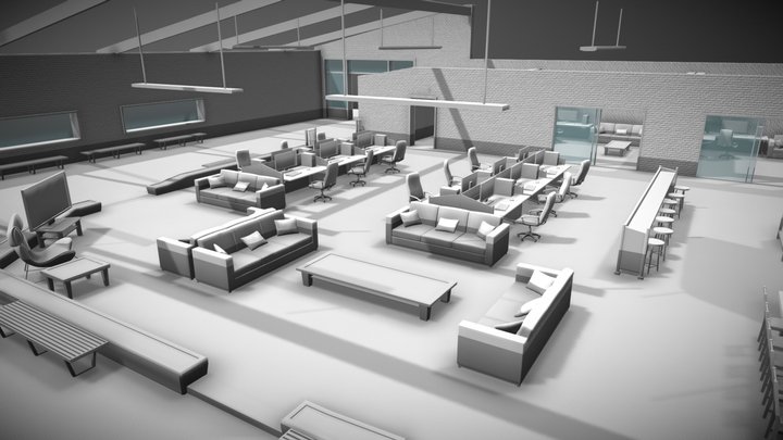 Detailed Office Space 3D Model