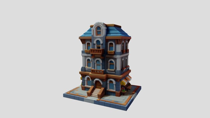 Stylized Townhouse with Shopfront 3D Model