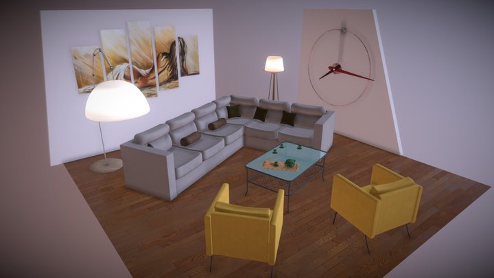 Living Room Scene 3D Model